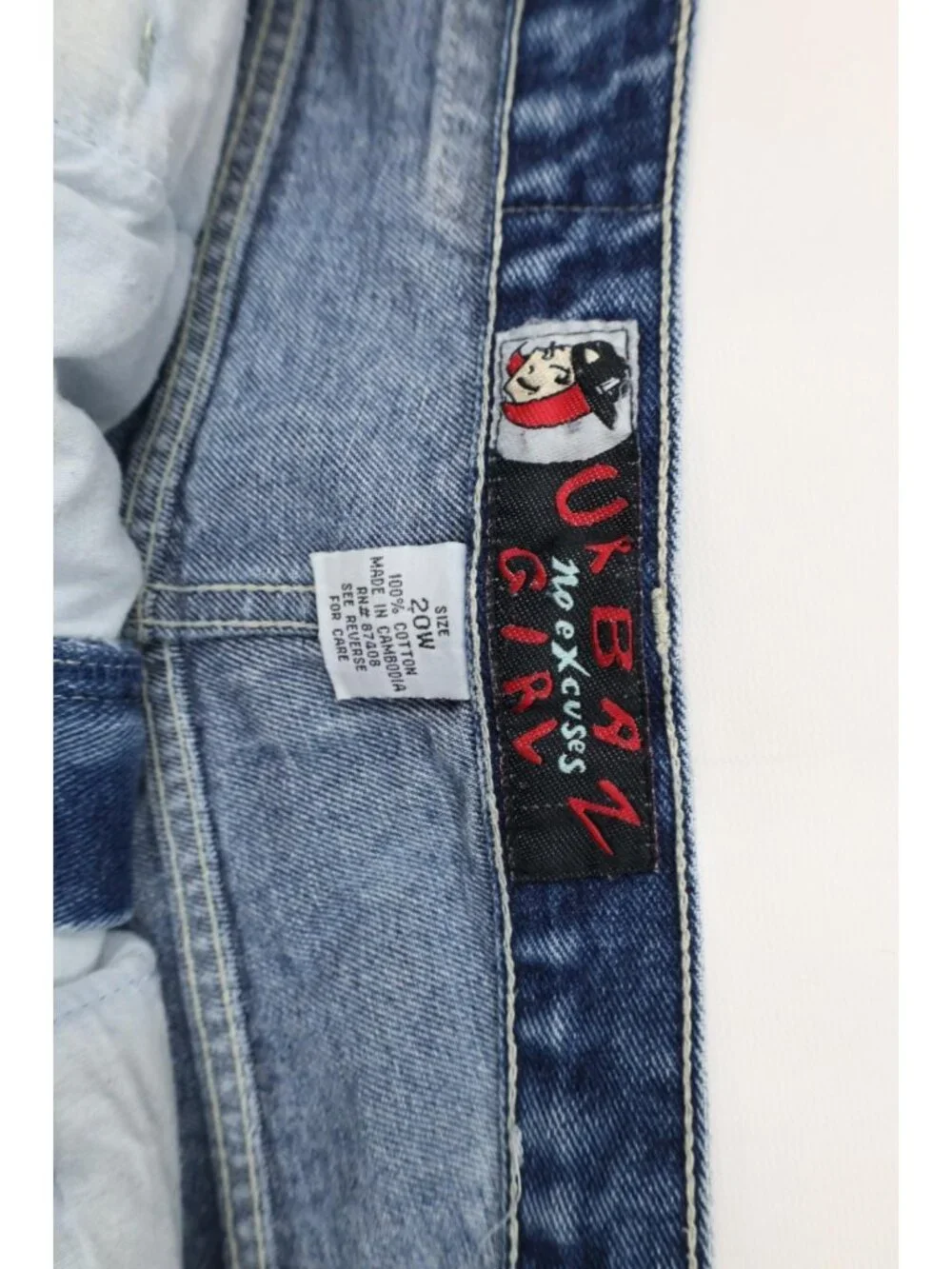 Vintage 90s Streetwear Urban Womens 20 W Striped Baggy Skateboard Denim Shorts